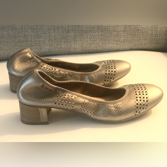 PIKOLINOS DARK GOLD ELASTICIZED SLIP-ON BLOCK HEEL SHOE SIZE EU 37 - Picture 2 of 16